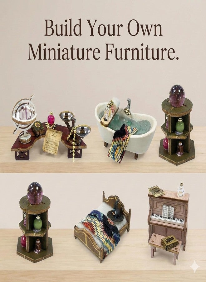 DREWIT STAR DIY Miniature Dollhouse Kit - Magic Castle Coffee Shop 3D Wooden Puzzle with LED Lights & Furniture - Creative Model Building Craft Gift for Adults & Teens (DIY Miniature House Kit) - Image 4